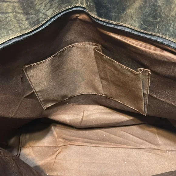 Crazy Heifers Large HOH (Hair on Hide) Tote with Gold accents on front. - Picture 9 of 11